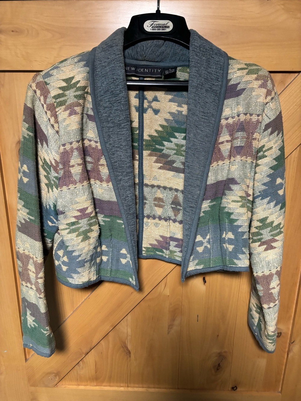 Vintage 1990s New Identity woven cotton tapestry cropped jacket